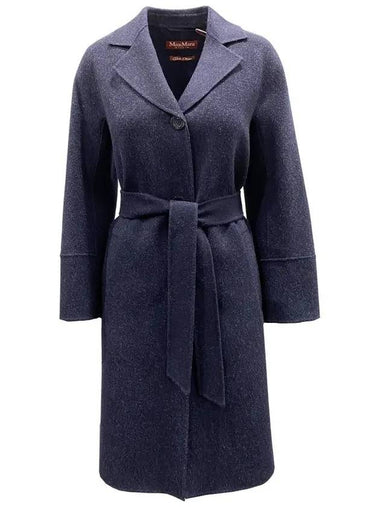 Women's Wool Cashmere Silk Belt Single Coat Navy - MAX MARA - BALAAN 1