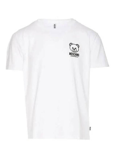 Logo Teddy Bear Detail Cotton Short Sleeve T-Shirt White - MOSCHINO - BALAAN 2