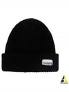 Logo Patch Knit Beanie Black - GANNI - BALAAN 2