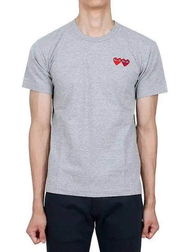 Double Heart Wappen Short Sleeve P1T226 AZ T226 051 3 1101800 - COMME DES GARCONS - BALAAN 1