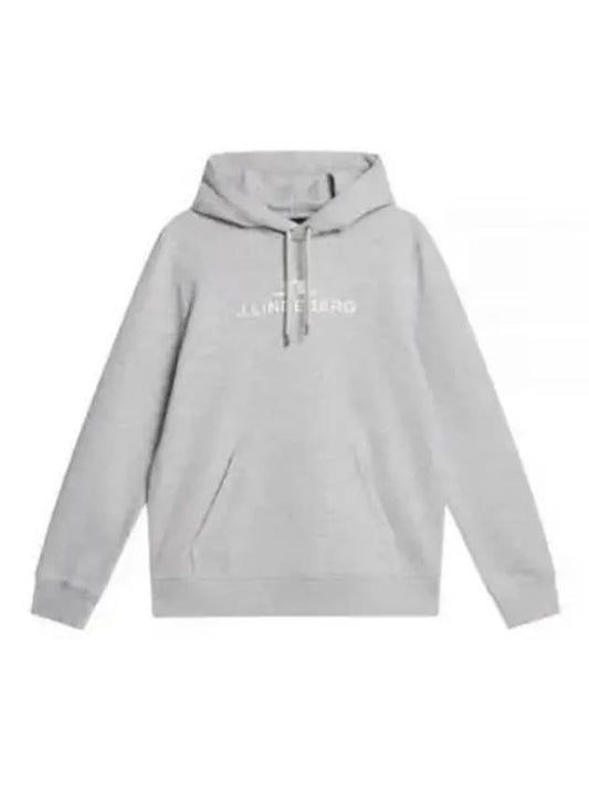 Alpha Logo Print Hoodie Light Grey Melange - J.LINDEBERG - BALAAN 2