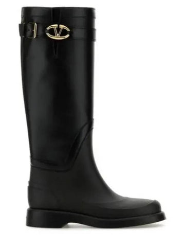 V Logo Bold Edition Long Boots Black - VALENTINO - BALAAN 1