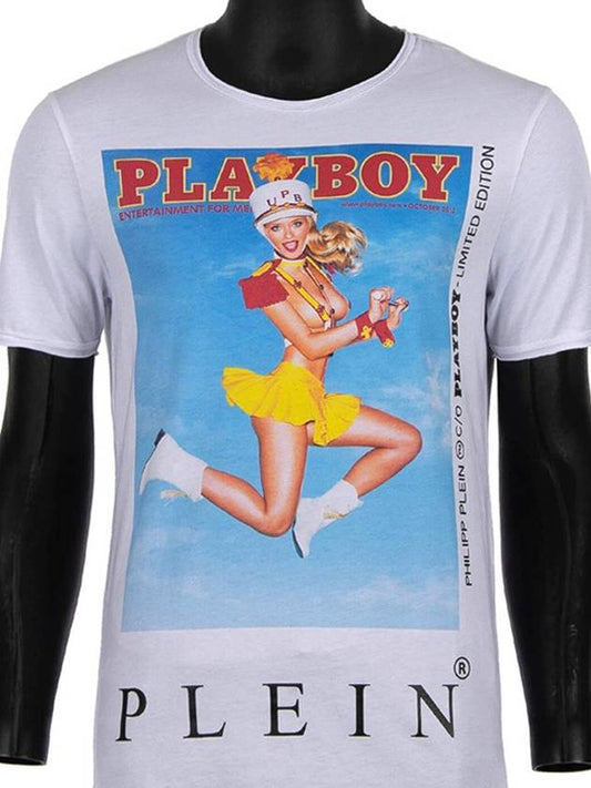 Men's Playboy collaboration play boy short sleeve tshirt white A18C MTK3692 PJY002N - PHILIPP PLEIN - BALAAN 1