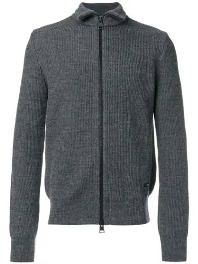 Men's ribbed zipup cardigan H17K500 011 055 - AMI - BALAAN 1