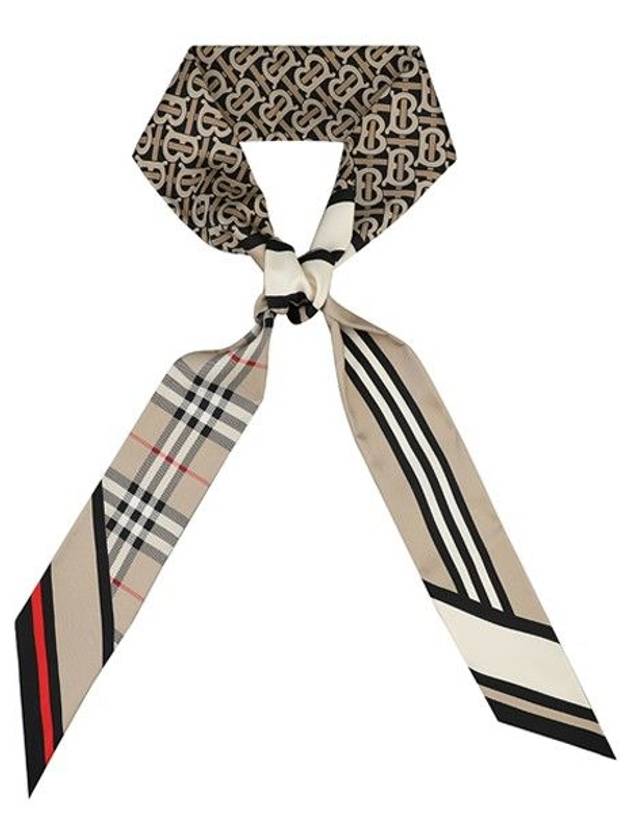 Montage Print Silk Skinny Scarf Archive Beige - BURBERRY - BALAAN 2