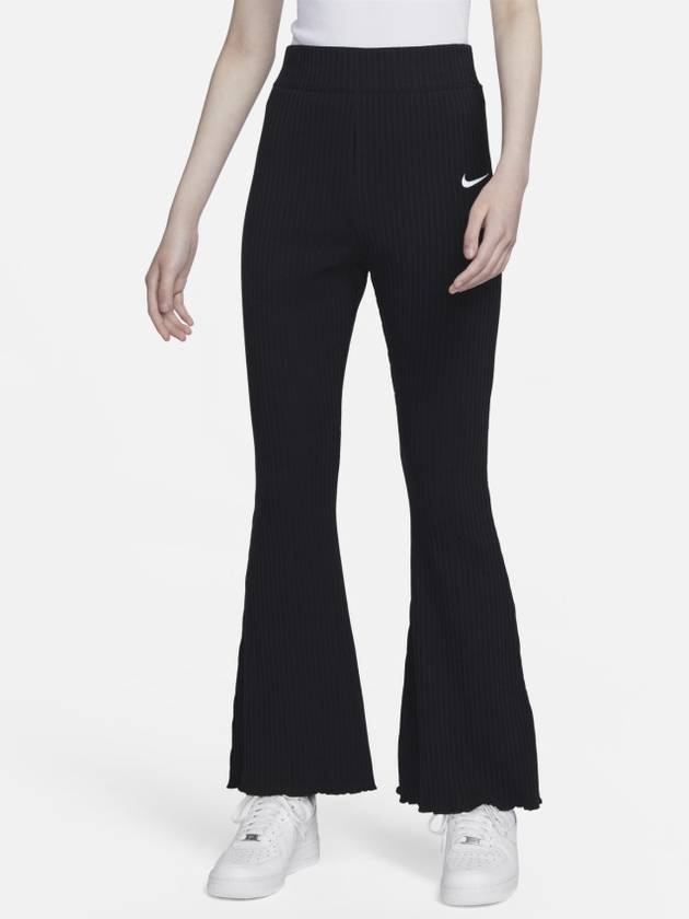 High Waist Rib Jersey Track Pants Black - NIKE - BALAAN 3