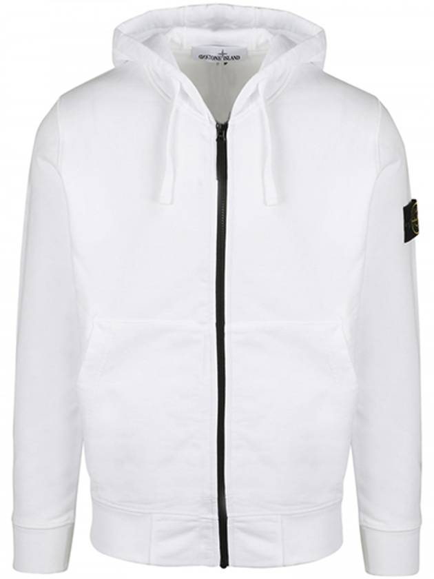 Wappen Patch Cotton Zip Up Hoodie White - STONE ISLAND - BALAAN 2