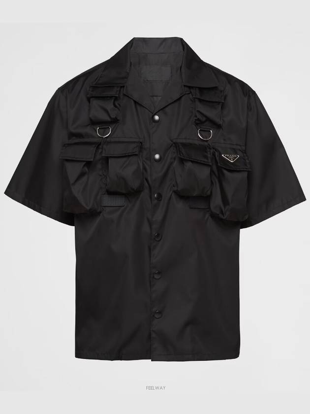 Short Sleeved Re Nylon Shirt Black - PRADA - BALAAN 6