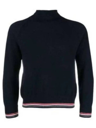 Striped Detail Cashmere Turtleneck Navy - THOM BROWNE - BALAAN 2