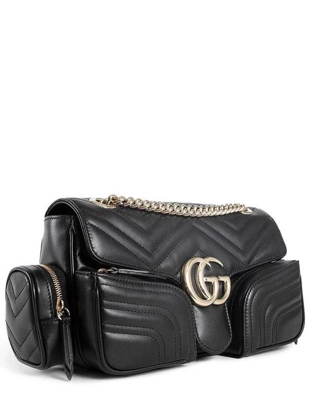 GG Marmont Small Multi Pocket Leather Shoulder Bag Black - GUCCI - BALAAN 3