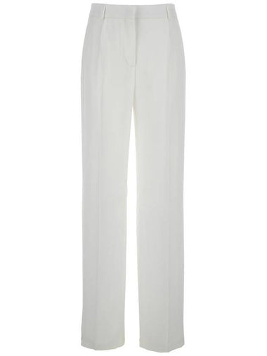 White Pants With High Waist And Belt Loops In Silk Blend Woman - ALBERTA FERRETTI - BALAAN 1