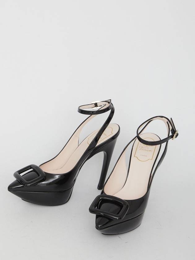 Choc Lacquered Buckle Patent Leather Slingback Black - ROGER VIVIER - BALAAN 6