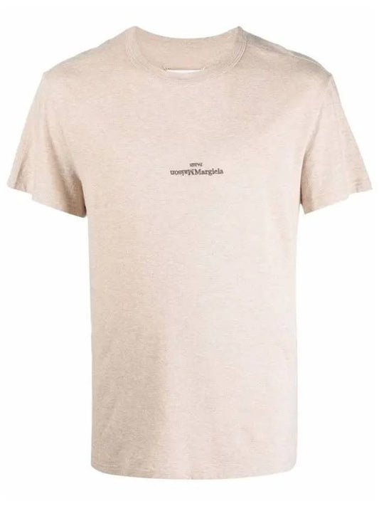 Reverse Logo Short Sleeve T-Shirt Beige - MAISON MARGIELA - BALAAN 2