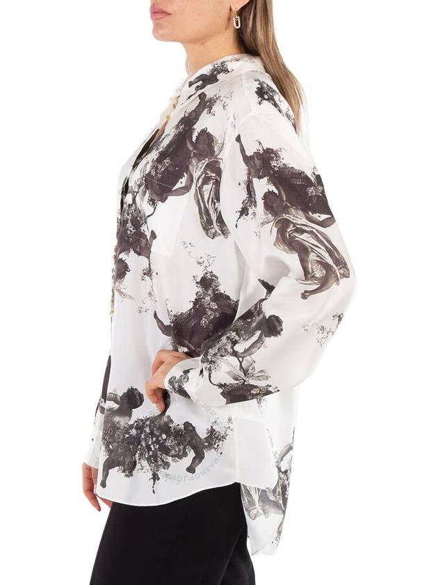 angel print long sleeve blouse white black - BURBERRY - BALAAN 3