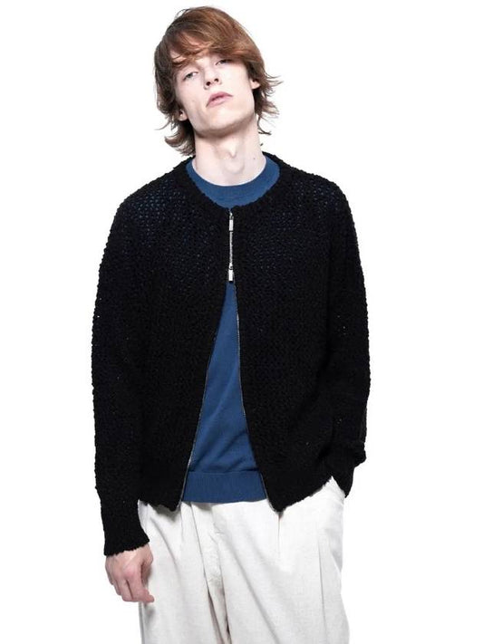 Men s PKZUC BK Punching Knit Zip up Cardigan Black - CHANCE'S NOI - BALAAN 1