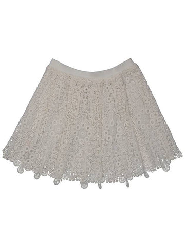 Burberry Girls White Juliana Pleated Cutout Lace Skirt, Size 4Y - BURBERRY - BALAAN 1