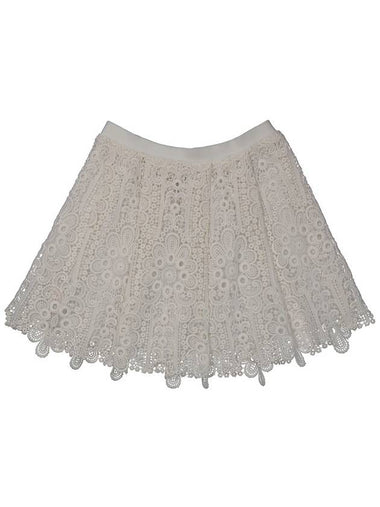 Burberry Girls White Juliana Pleated Cutout Lace Skirt, Size 4Y - BURBERRY - BALAAN 1