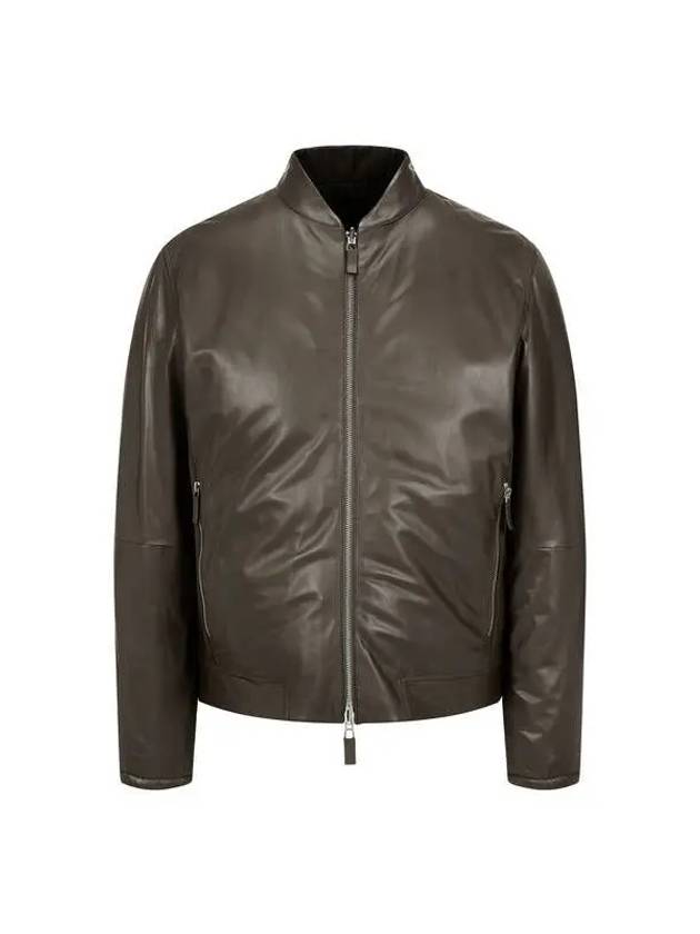 Men s Reversible Soft Leather Jacket Dark Brown - EMPORIO ARMANI - BALAAN 1