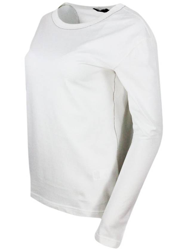 Lightweight Cotton Jersey Long Sleeve T-Shirt  White - FABIANA FILIPPI - BALAAN 3