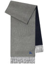 Embroidered Logo Reversible Cashmere Scarf Navy Grey - BURBERRY - BALAAN 1