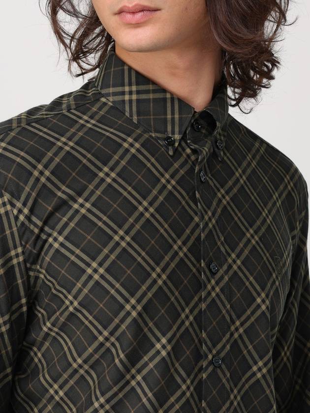 B Shield Embroidered Check Cotton Long Sleeve Shirt Shadow - BURBERRY - BALAAN 6