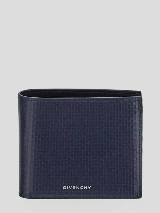 Logo Bifold Leather Half Wallet Navy - GIVENCHY - BALAAN 1