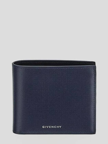 Logo Bifold Leather Half Wallet Navy - GIVENCHY - BALAAN 1