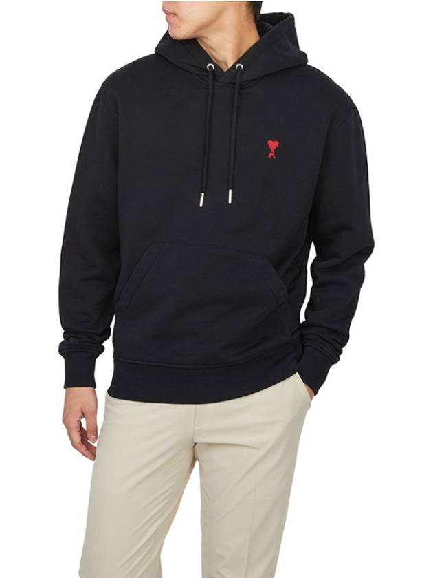 Red Heart Logo Classic Cotton Hoodie Black - AMI - BALAAN 7