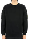 Garment Dyed Double Pocket Brushed Cotton Fleece Sweatshirt Black - STONE ISLAND - BALAAN 2