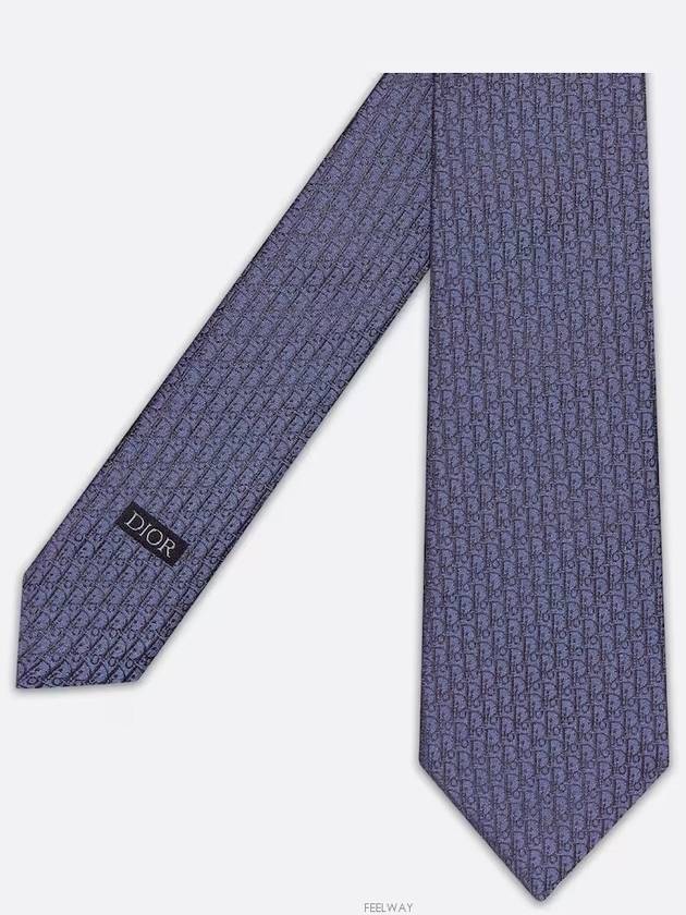 Oblique Silk Tie Navy - DIOR - BALAAN 5