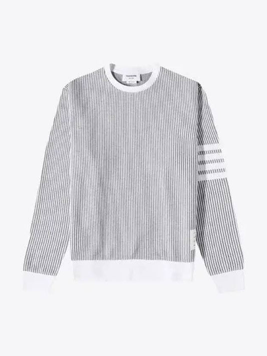 Seersucker Loopback 4 Bar Crew Neck Sweatshirt Light Grey - THOM BROWNE - BALAAN 2