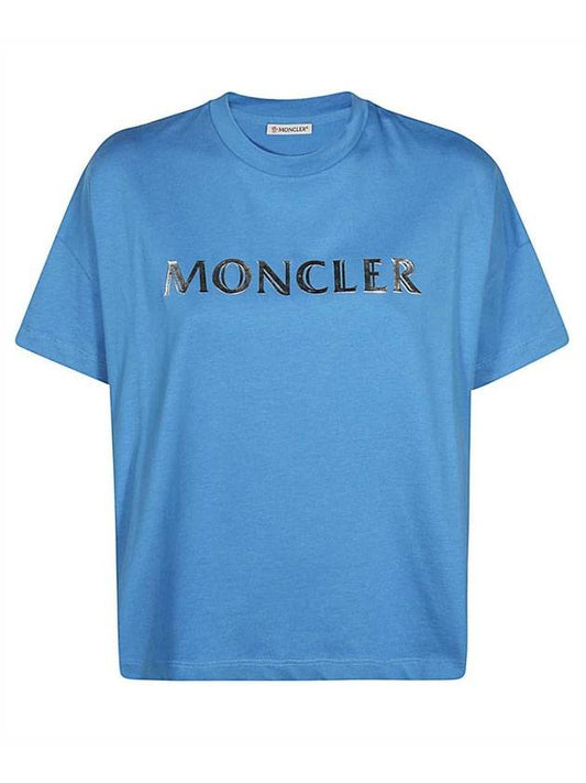 Logo Printing Short Sleeve T-Shirt Blue - MONCLER - BALAAN 1