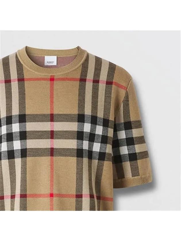 Men's Jacquard Check Pattern Silk Wool Knit Top Beige - BURBERRY - BALAAN 3