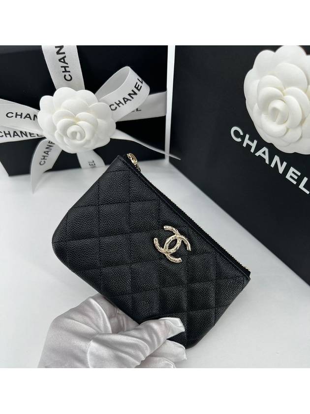 Season mini caviar pouch bag black gold - CHANEL - BALAAN 5