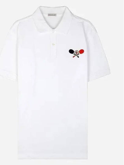 Tennis Logo Patch Polo Shirt White - MONCLER - BALAAN 2