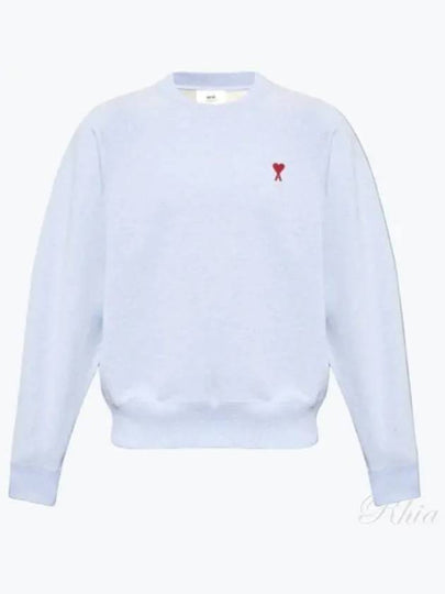 Cotton Heart Logo Sweatshirt Blue - AMI - BALAAN 2