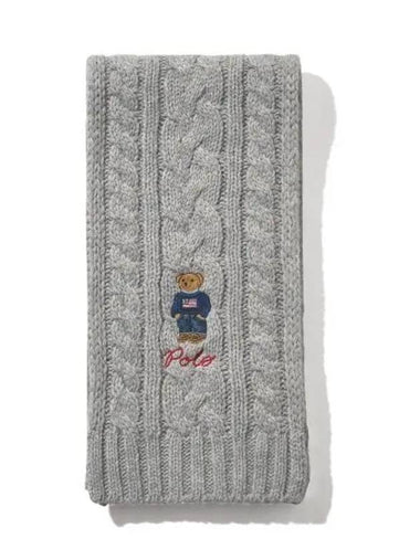 Polo Bear Cable Knit Scarf Gray - POLO RALPH LAUREN - BALAAN 1