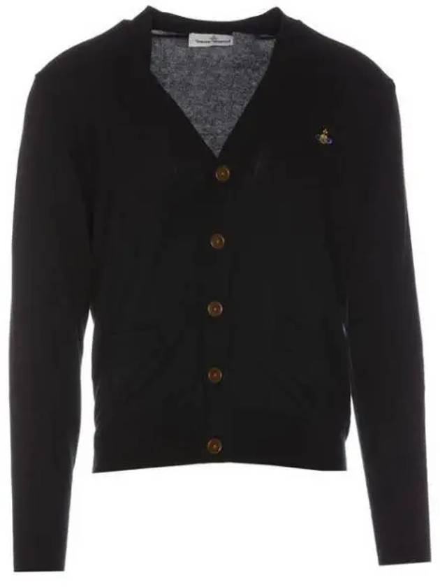 ORB Logo V-Neck Cardigan Black - VIVIENNE WESTWOOD - BALAAN 2