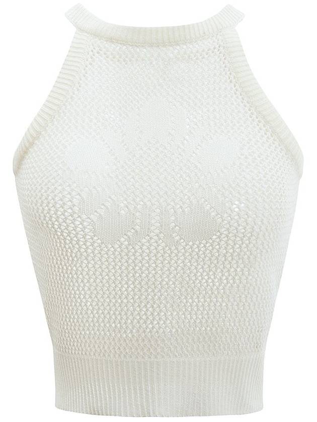 Runway Mugung Crochet Knit Halter Sleeveless Ivory - ULKIN - BALAAN 1