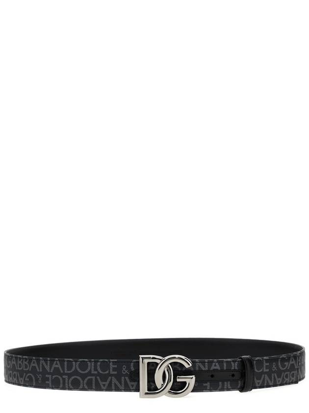 All Over Logo Leather Belt Grey - DOLCE&GABBANA - BALAAN 2