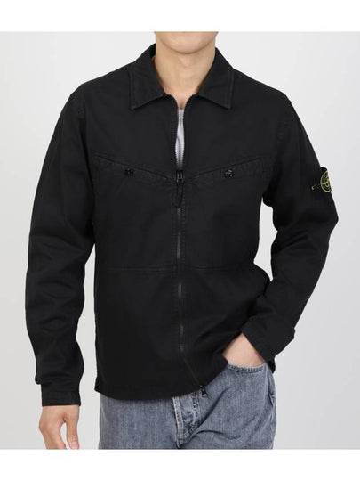 Wappen Patch Overshirt Zip Up Jacket Black - STONE ISLAND - BALAAN 2