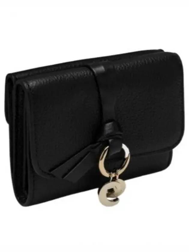 Alphabet Grain Leather Flap Small Half Wallet Black - CHLOE - BALAAN 2