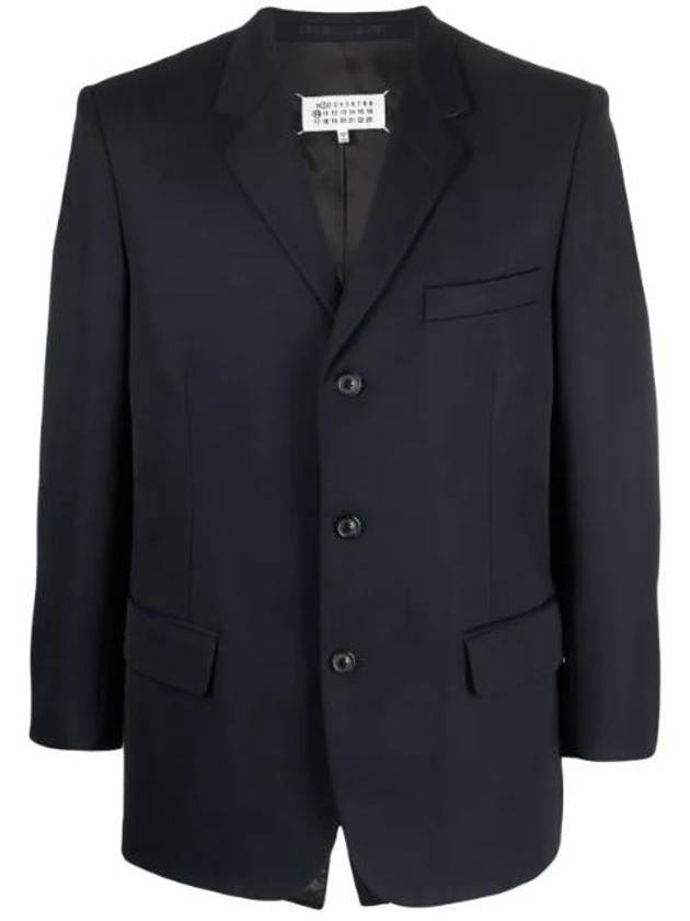 Men's Back Stitch Wool Blazer Jacket Navy - MAISON MARGIELA - BALAAN 1