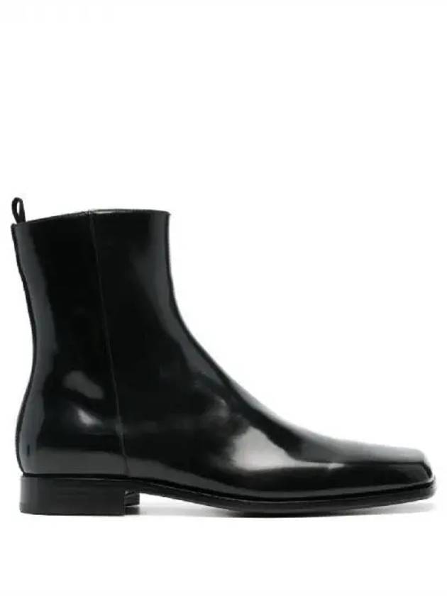 Square toe leather zipper ankle boots 270519 - PRADA - BALAAN 1