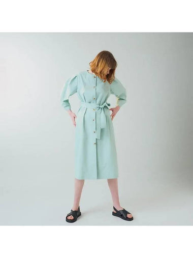 Puffed Sleeve Shirt Long Dress Mint - VOYONN - BALAAN 1