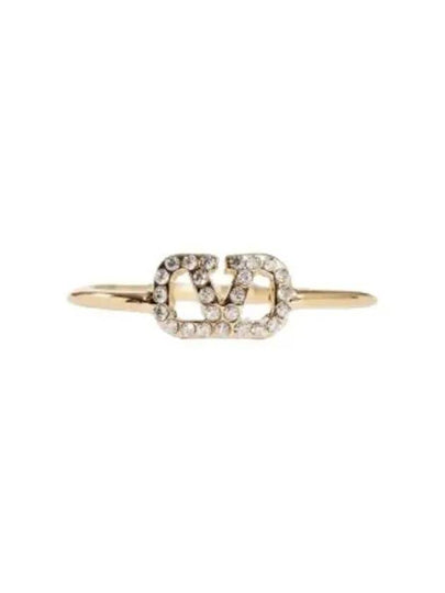 V Logo Signature Metal Swarovski Crystal Ring Gold - VALENTINO - BALAAN 2