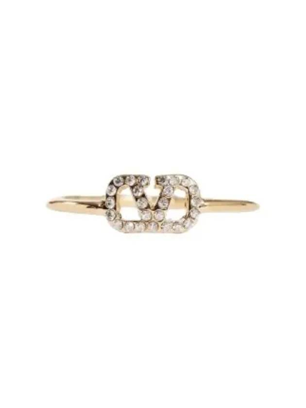 V Logo Signature Metal Swarovski Crystal Ring Gold - VALENTINO - BALAAN 1