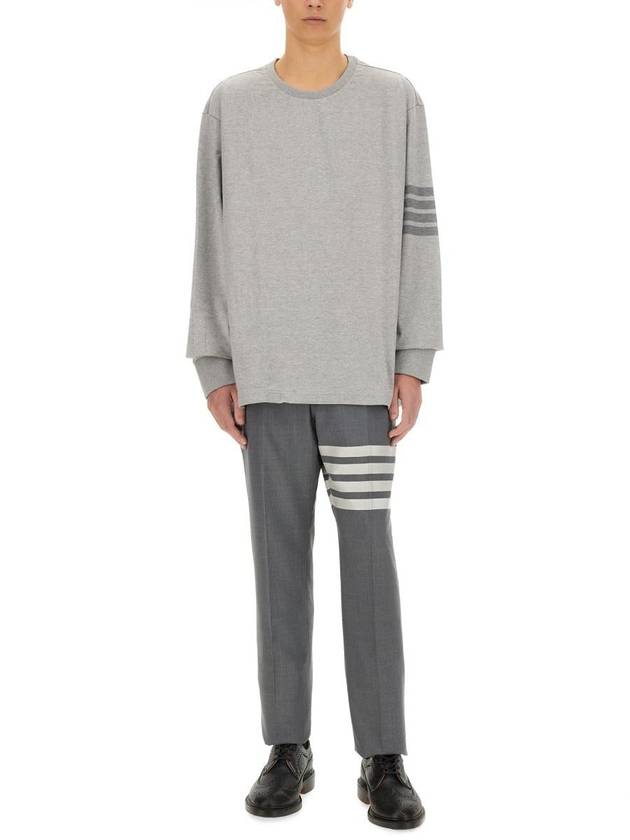 4 Bar Armband Tonal Long Sleeve T-Shirt Grey - THOM BROWNE - BALAAN 3