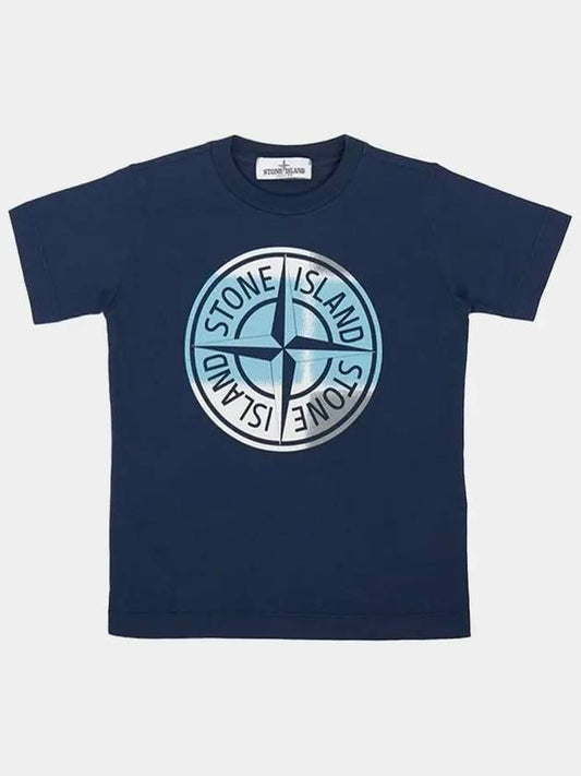 Kids Big Logo Printing Short Sleeve Avio Blue 741621052 V0028 - STONE ISLAND - BALAAN 1