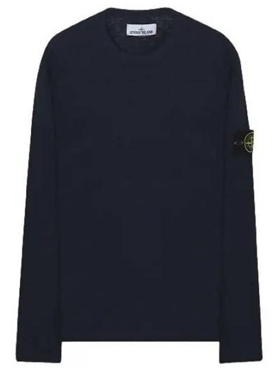 Logo Patch Crew Neck Cotton Nylon Knit Top Navy - STONE ISLAND - BALAAN 2